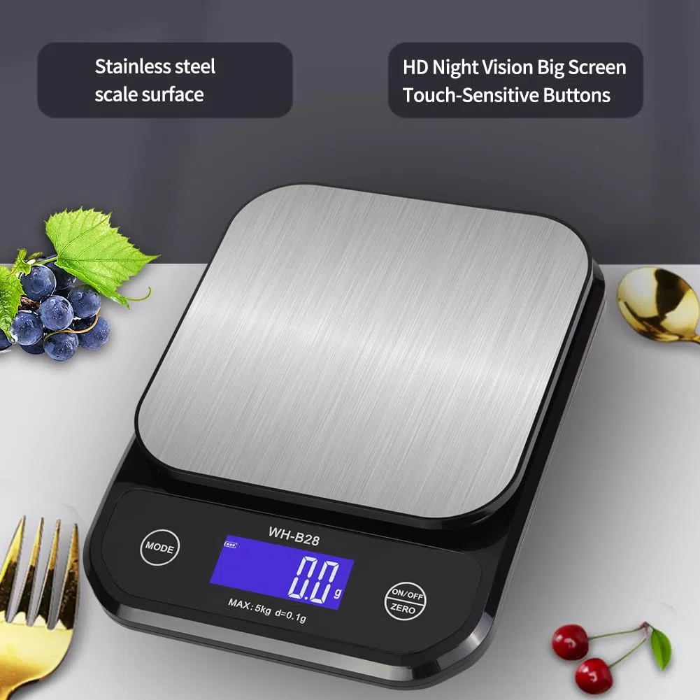 Bascula De Cocina Impermeable IP67, 0,01 Oz/0,1 G Alta Precisión, 11 Lb/5 Kg, Lavable, Plataforma De Pesado De Acero Inoxidable, Bascula Cocina USB Recargable Para Cocinar, Hornear, Perder Peso, Etc.