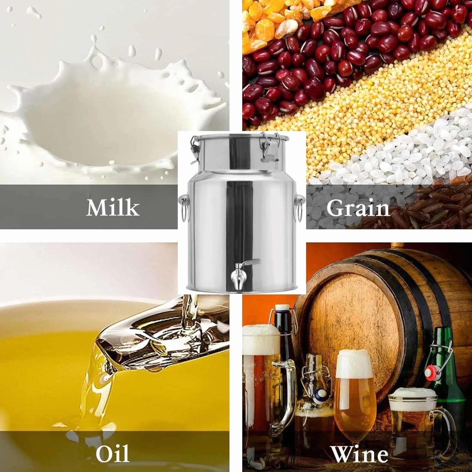 Contenedor de aceite de acero inoxidable a prueba de fugas con grifo de grado alimenticio, solución de almacenamiento duradera para cocina, aceites, vinagres y aderezos, perfecto para chefs caseros