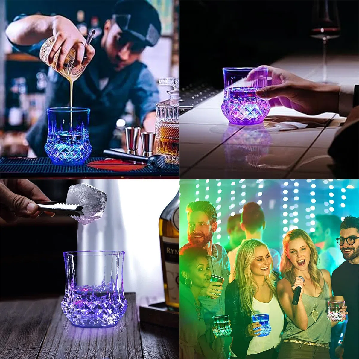 Taza con luz flash, paquete de 4 tazas LED multicolor activadas por agua, divertidos vasos para vacaciones, festivales, fiesta de cumpleaños, bar, club nocturno, XDT279