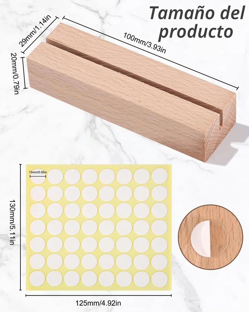 24 soportes de madera para tarjetas, tarjetas de mesa de boda con adhesivo de doble cara, soporte para fotos, soporte para tarjetas postales para restaurantes, bodas, banquetes y fiestas