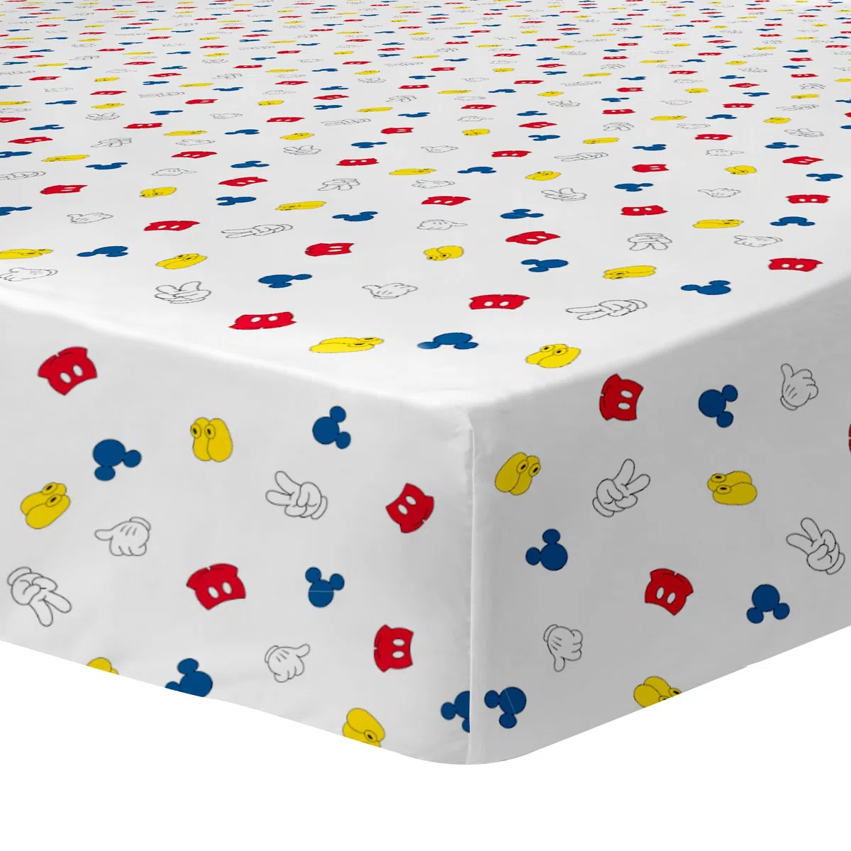 Disney Home Mickey - Sábana bajera con estampado de cama para 1 persona y rayas | 100% algodón | Oeko-TEX | Sábana bajera infantil 90 x 190 cm | Blanco