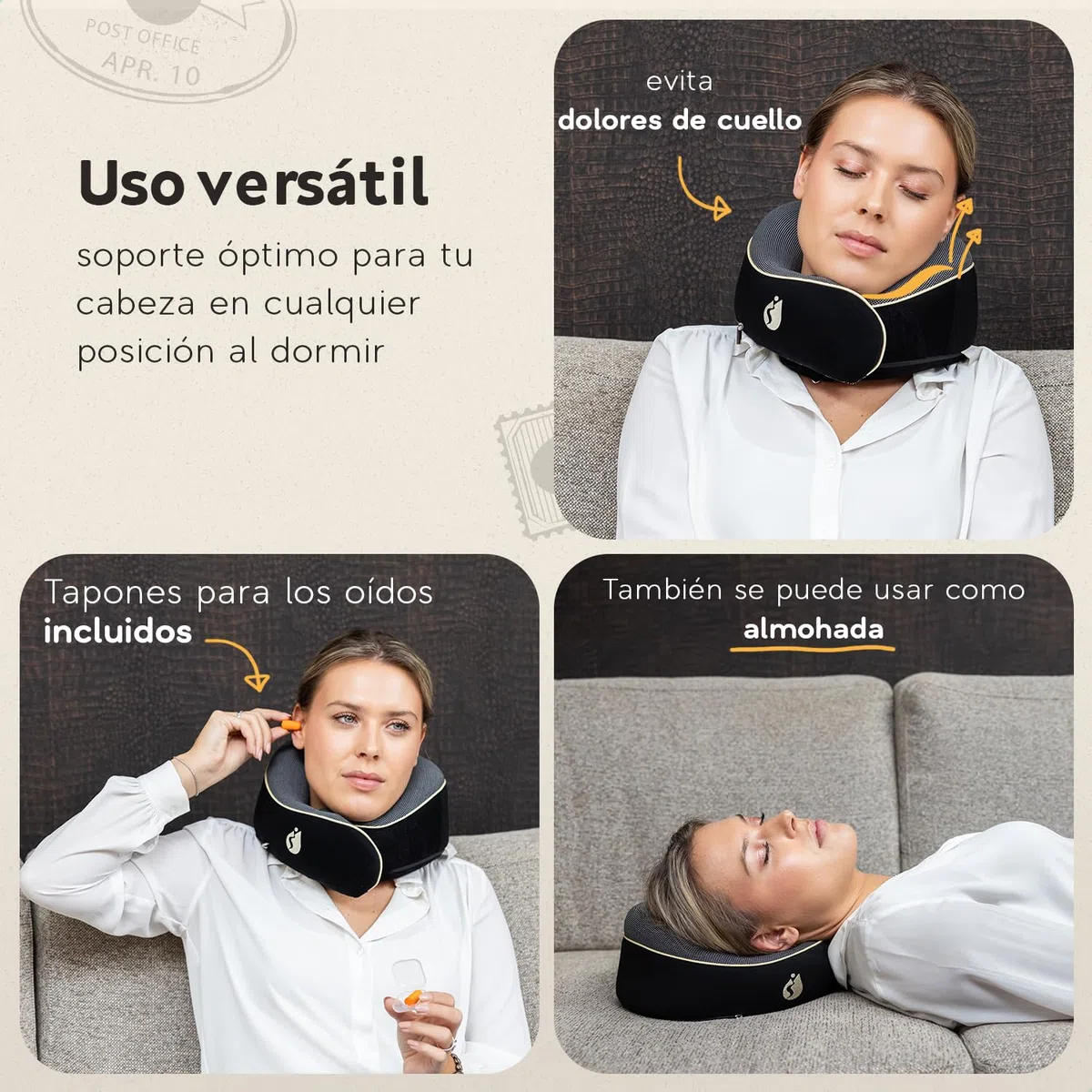 Almohada de Viaje The Wrapper– Cojín Cervical Ergonómico de Memory Foam – Almohada Avión Compacta y Cómoda – Almohada de Viaje para Avión, Tren y Coche