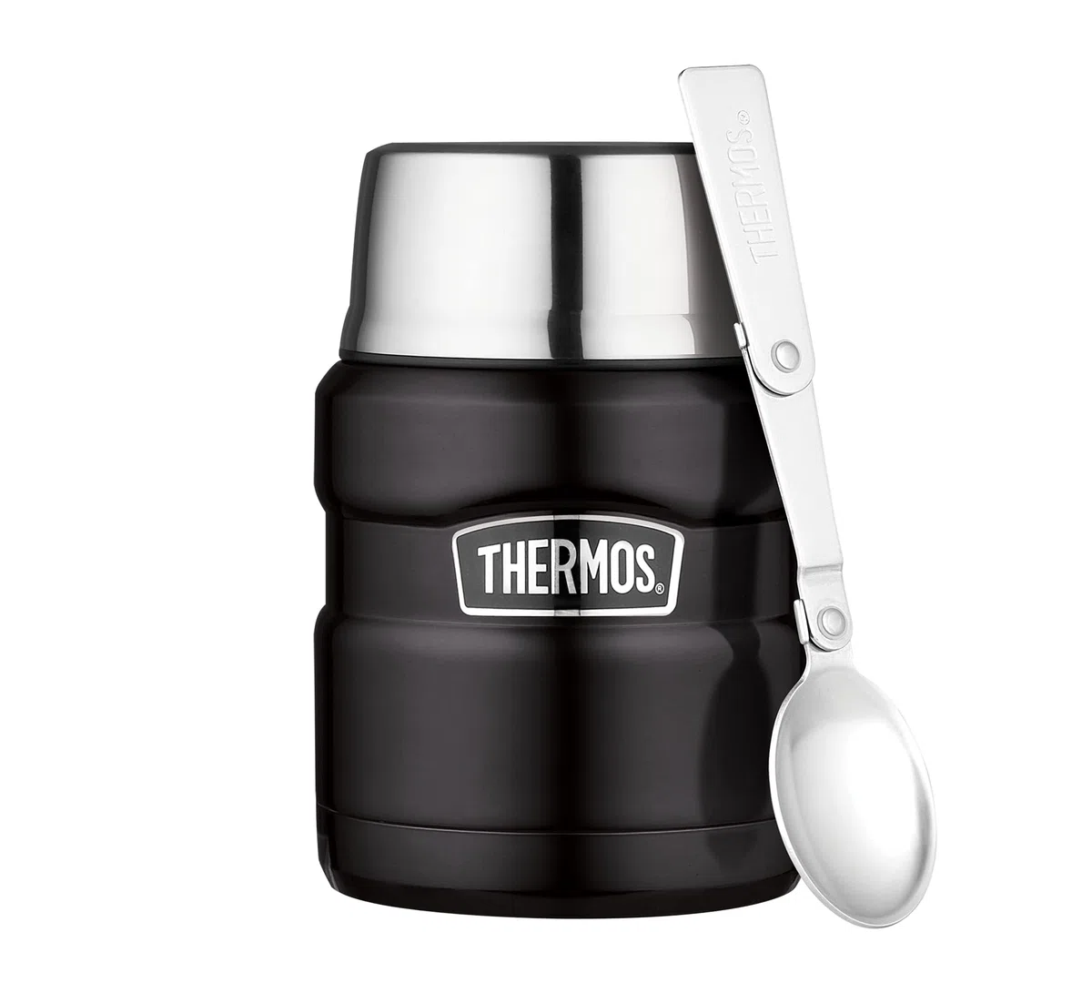 Recipiente para Alimentos de Acero Inoxidable de Thermos, Acero Inoxidable, Negro, 9,3 x 9,3 x 14,2 cm