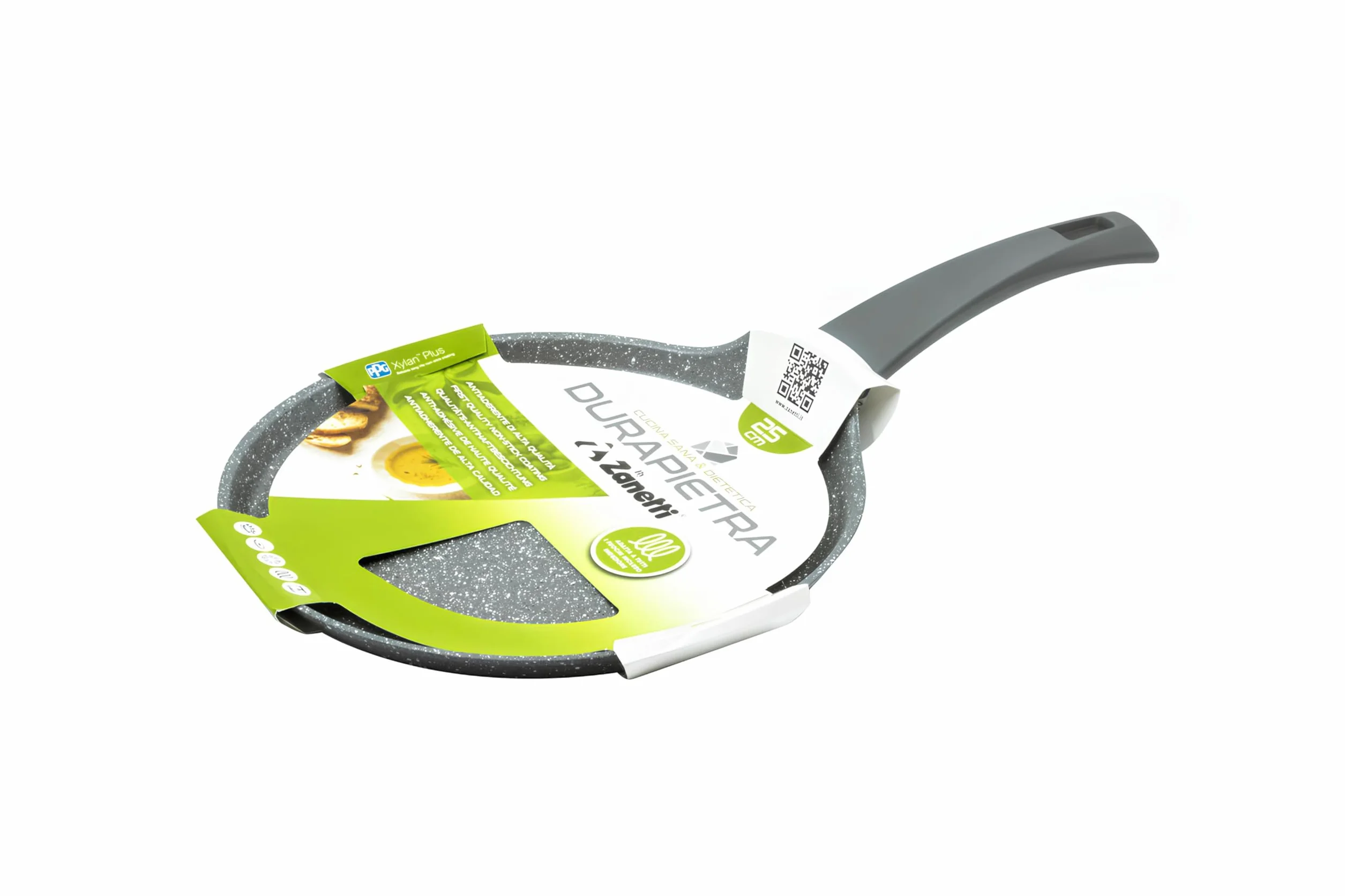zanetti - DURAPIETRA - Sartén antiadherente para crepes forjada de alto grosor, efecto piedra y mango suave al tacto, para cada cocina incluida la inducción