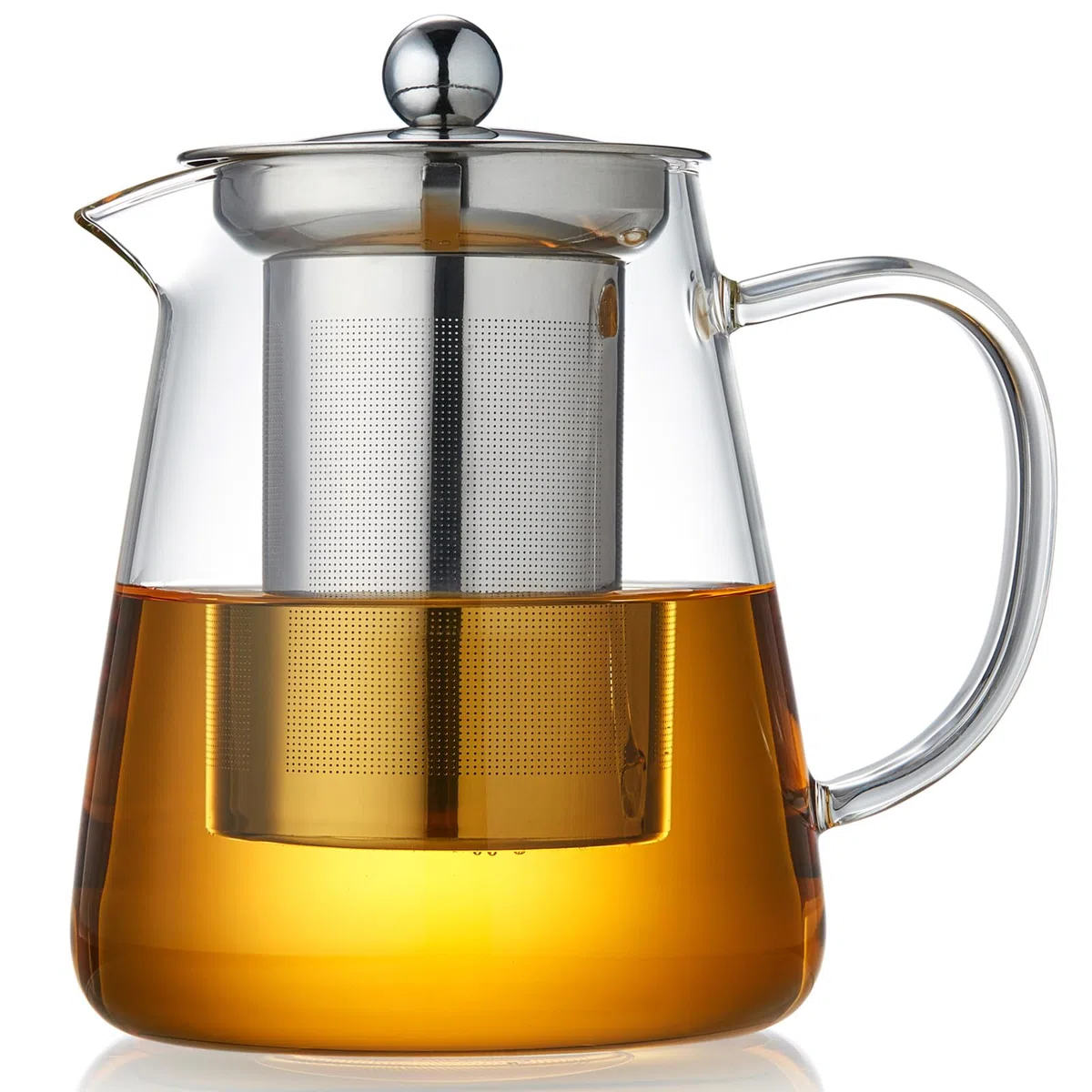 MESNEY Tetera de vidrio con infusor de 550 ml, tetera de vidrio de borosilicato con infusor desmontable de acero inoxidable, hervidor transparente para hojas sueltas, té floreciente y bolsas de té