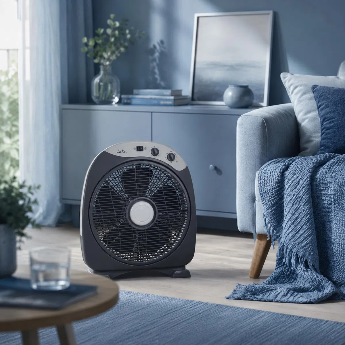 JATA JVVS3015 - Ventilador de Suelo Oscilante 3 Velocidades, Silencioso 60 dB, Temporizador 60 min, 33,5 cm, Bajo Consumo, Desconexión Automática, 1419 m³/h