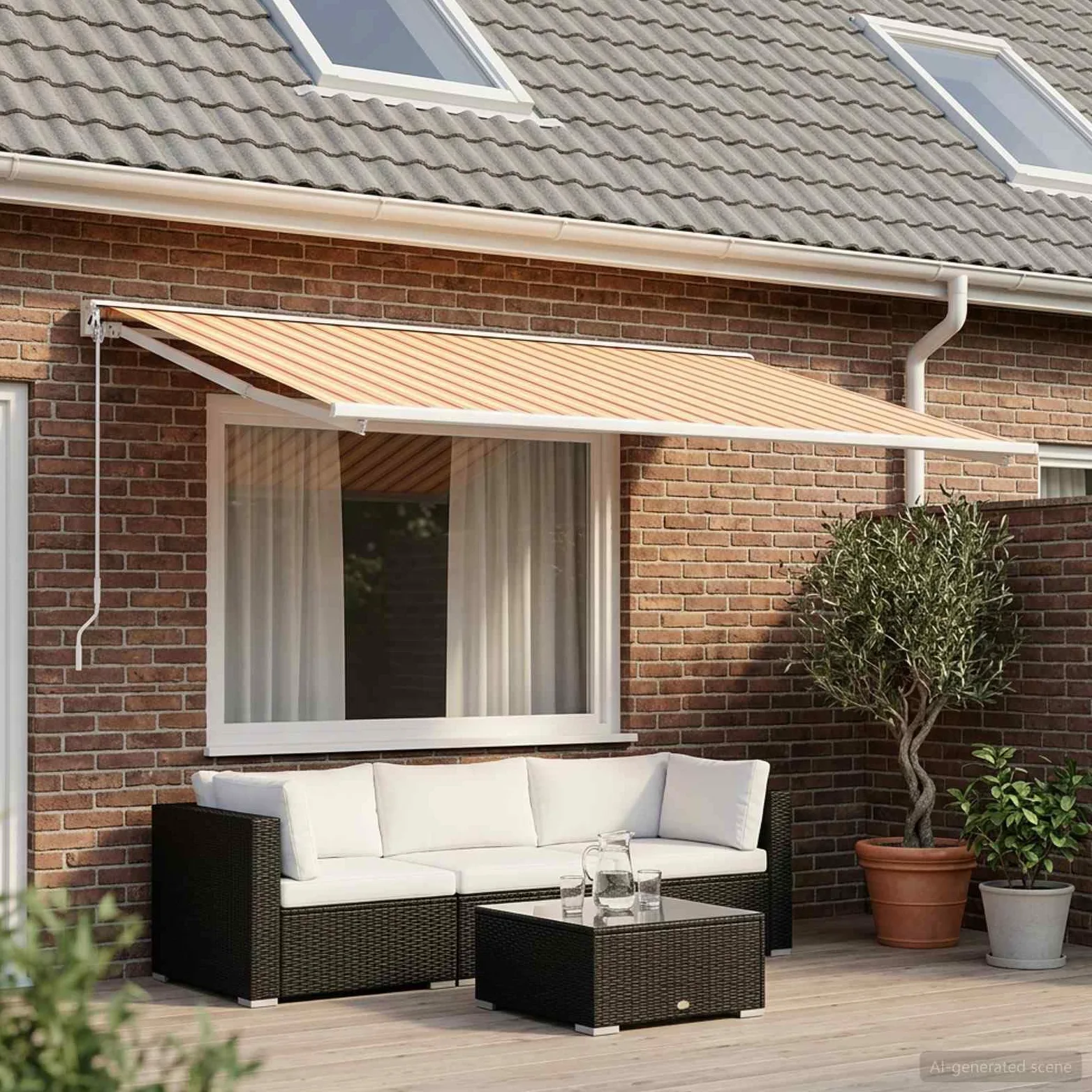 Lona de repuesto para toldo, multicolor, 450 x 300 cm | Poliéster con revestimiento Pu, impermeable, fácil de limpiar, uso al aire libre