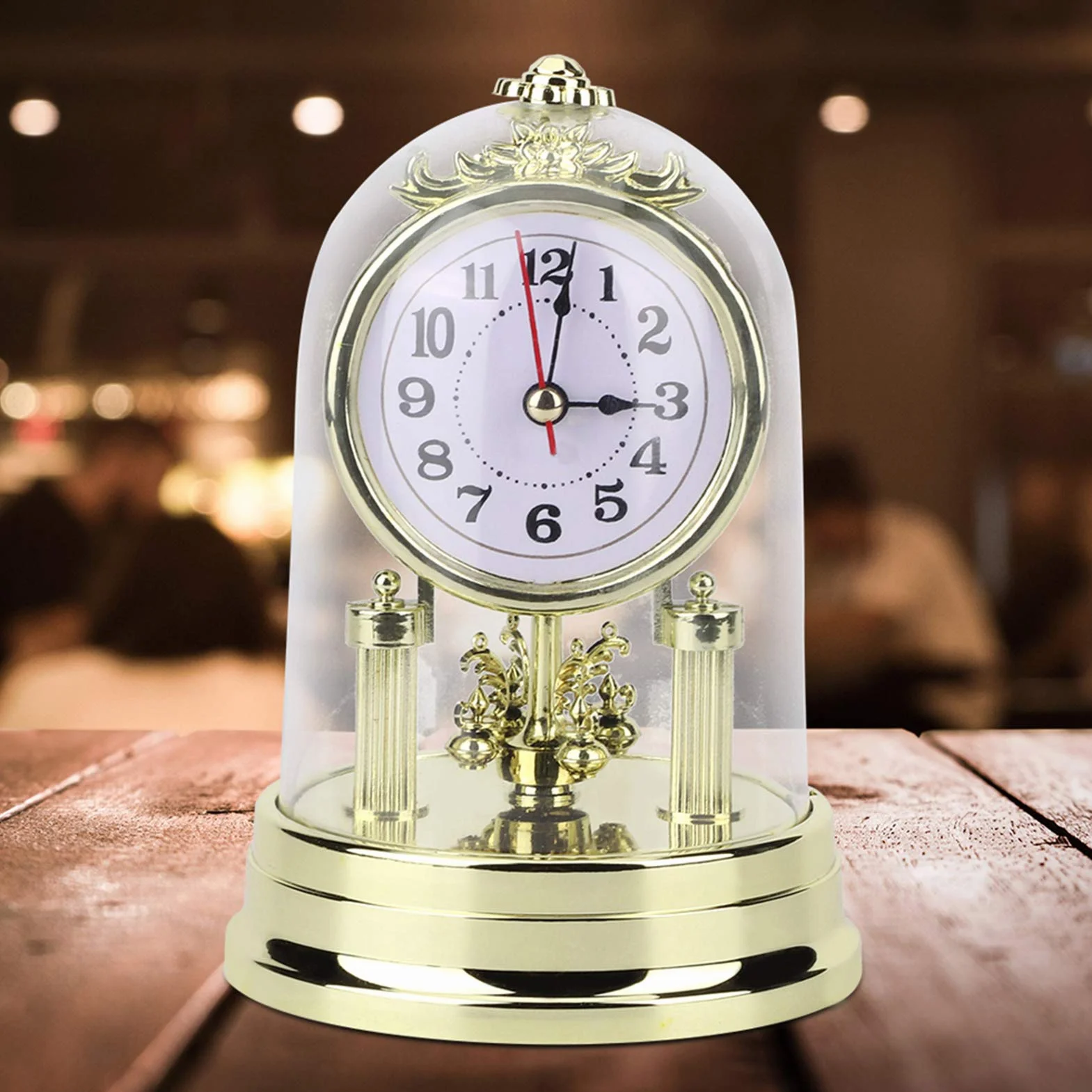 Reloj De Mesa, Estilo Retro Europeo, Reloj De Sala De Estar, Reloj De Mesa Silencioso Antiguo, Decoración del Hogar(Dorado)