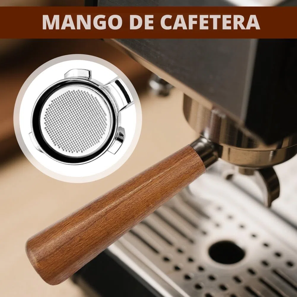 Portafiltro sin fondo 51mm para DeLonghi Dedica EC680/EC685/EC885 con 3 orejas y asa de madera | Filtro de acero inoxidable de 0,3mm de poro | Compatible con EC785/EC820/EC850/EC860, construcción