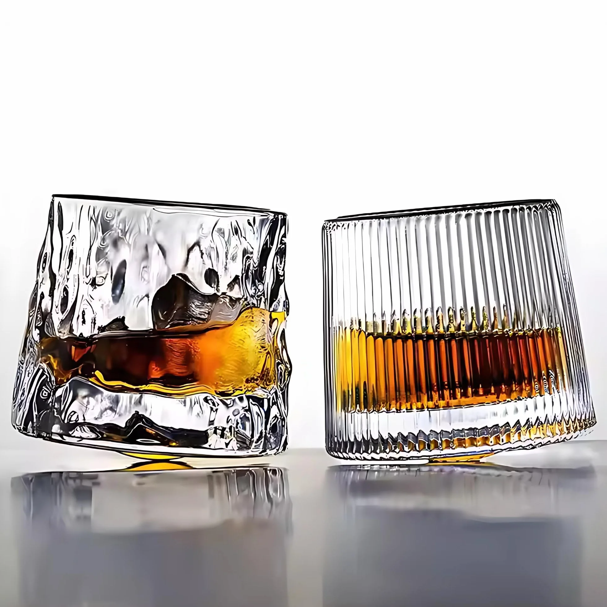 Juego de vasos de whisky de cristal giratorio, vasos de whisky con fondo esférico para degustación, vaso sin tallo de alta calidad, 4 piezas vasos de cristal especiales para ron, ginebra, amaro y
