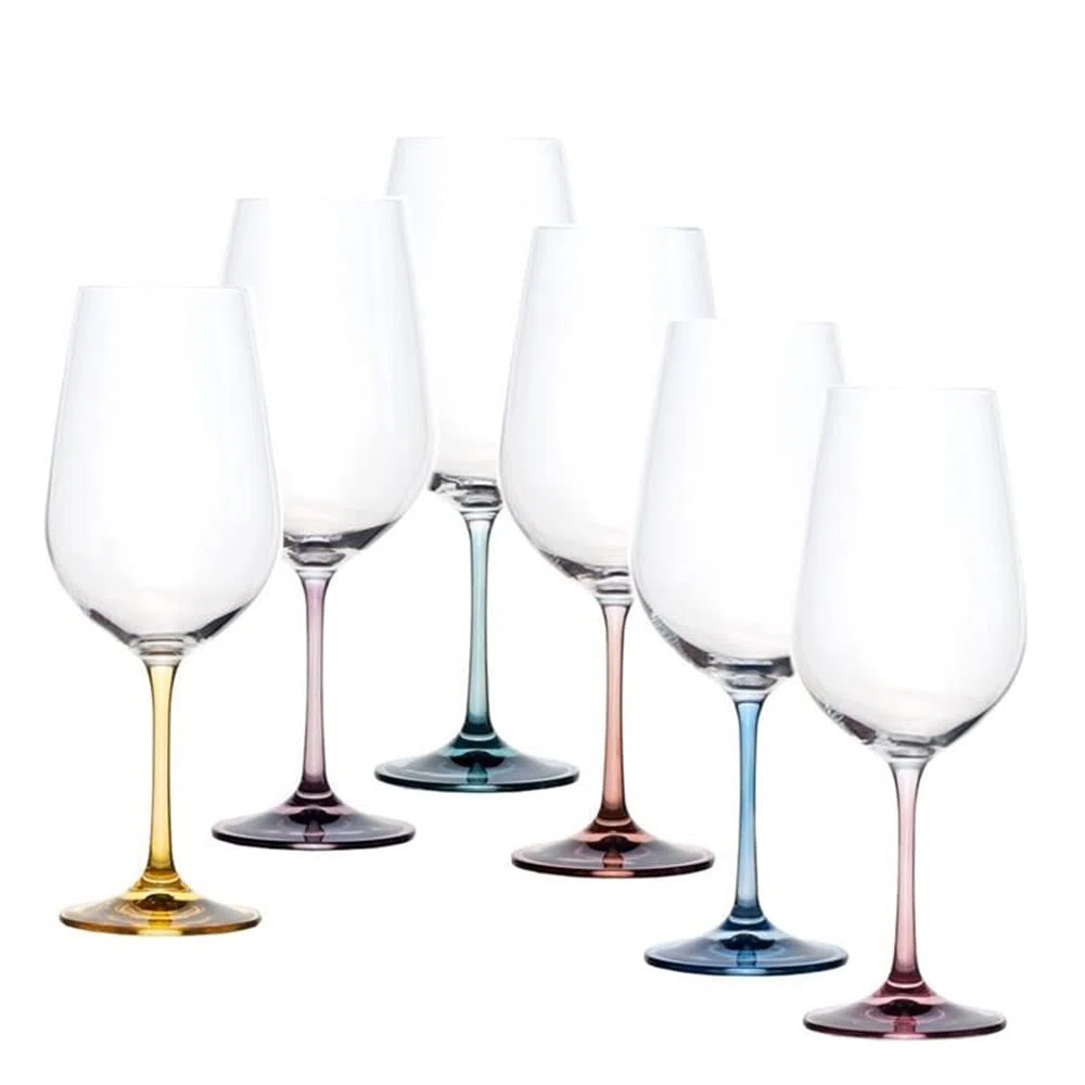 Set 6 copas vino modelo SPECTRUM 25 cm. cristal colores 55 cl. transparentes colores variados