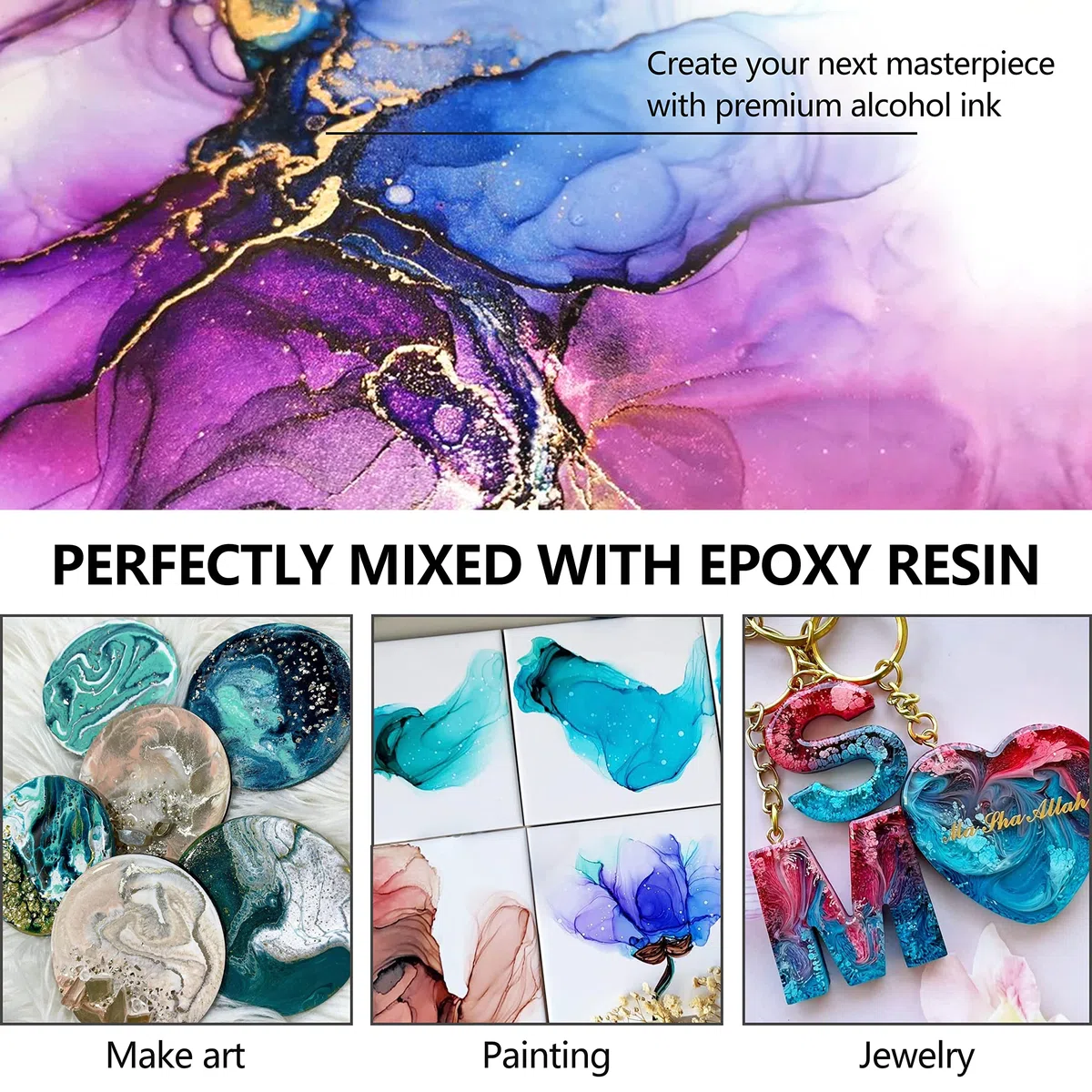 Juego de 30 colores de tinta de alcohol, resina epoxi concentrada, tinte de resina alcohólica para manualidades, pintura y joyas, 10 ml cada uno