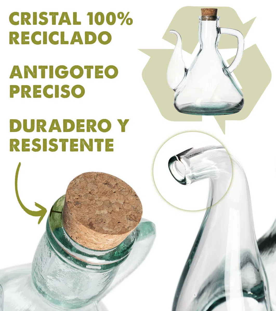 Aceitera de cocina. Antigoteo Cristal Vinagrera Vidrio Dispensador de aceite Antimanchas: Aceitera antigoteo Semiartesanal Rellenable Botella cristal aceite aceiteras (1000 ml)