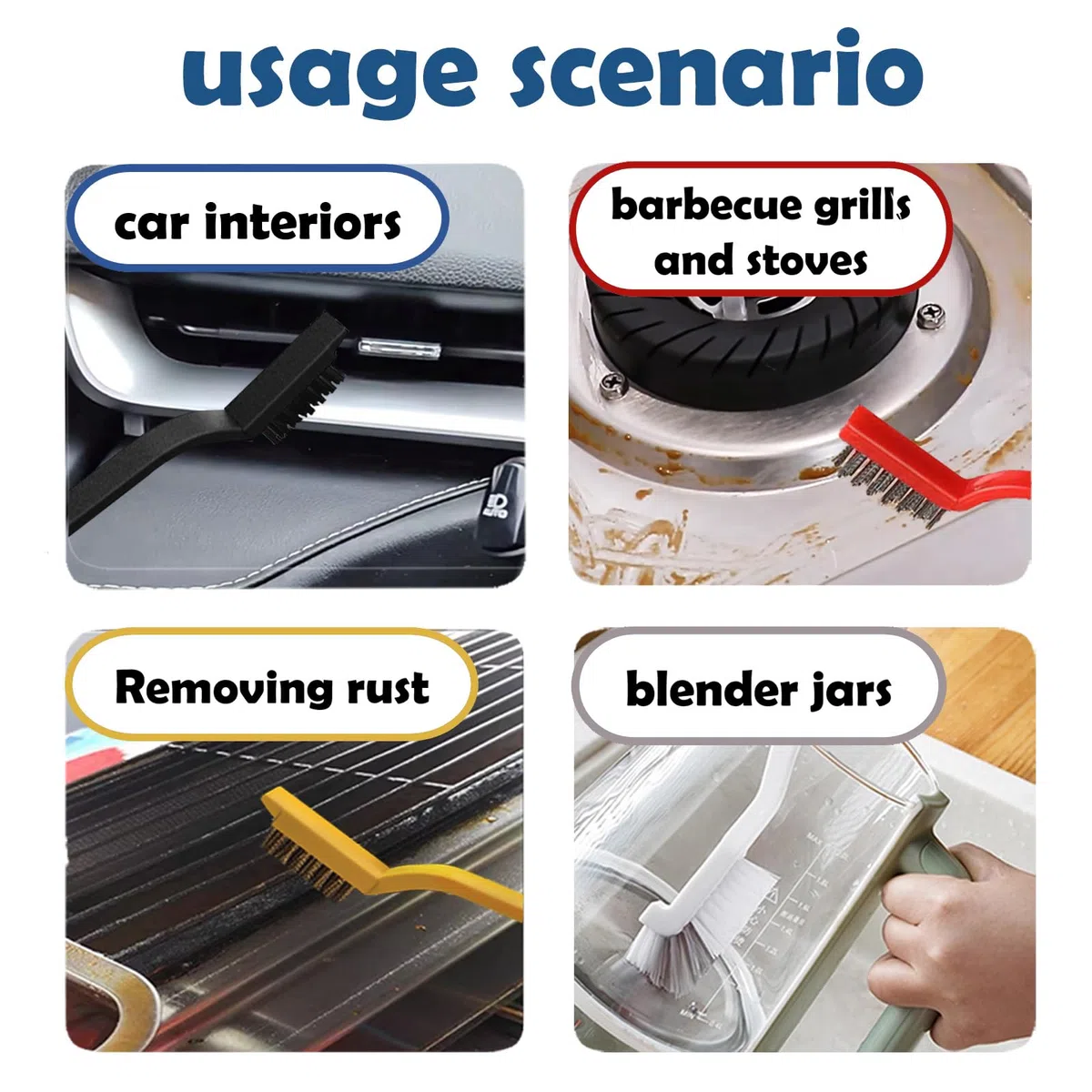 Betanull Juego de cepillos de limpieza para grietas, cepillos de cerdas duras multiusos para limpieza profunda de cocina, baño, lechada, fregadero, taza, tetera, botella, licuadora, esquinas, espacios