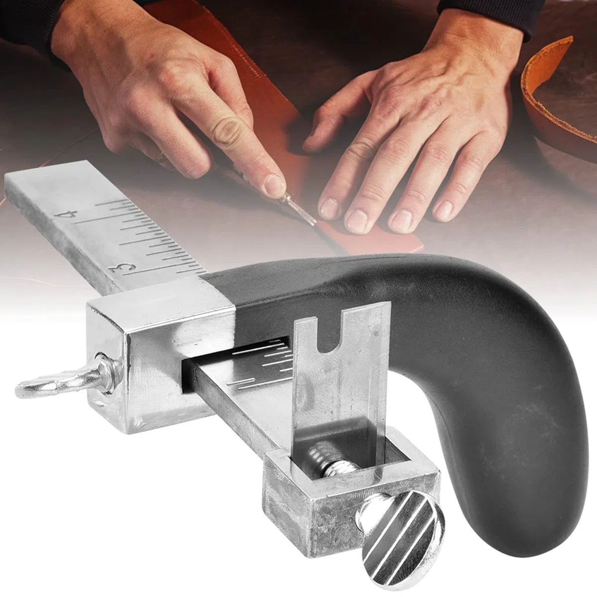 Cortador de cinturón de piel, cortador de cinturón de piel, herramienta de corte de cuero ajustable, con mango de aluminio, herramienta de corte de cuero