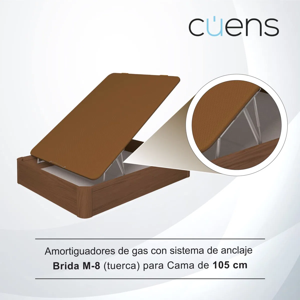 Juego de 2 amortiguadores o Resortes de Gas para canapés de 900N - Brida M-8 - Ideal para canapés de 105cm - Cuens