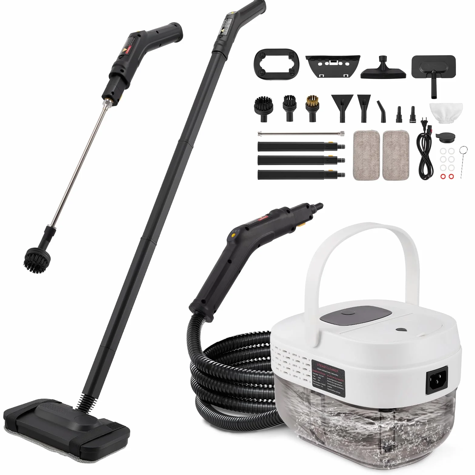 Vaporeta Limpieza Hogar,Limpiador a Vapor Portátil de Mano 2500W con 1600ml, 105°C Vapor Presurizado con 19 Accesorios para Sofá, Cocina, Baño,Automóvil, Ventanas y Tapicerías