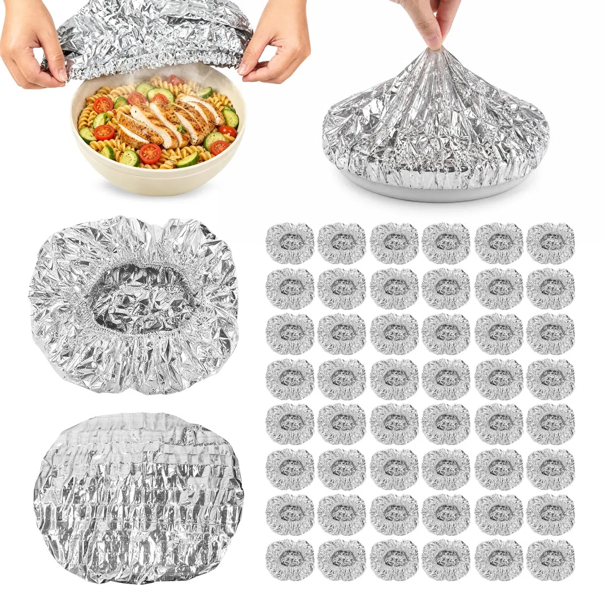 Cubierta aislante de aluminio, 50 unidades, reutilizables, resistentes al calor, para mantener frescos cuencos de cocina, ollas y ollas