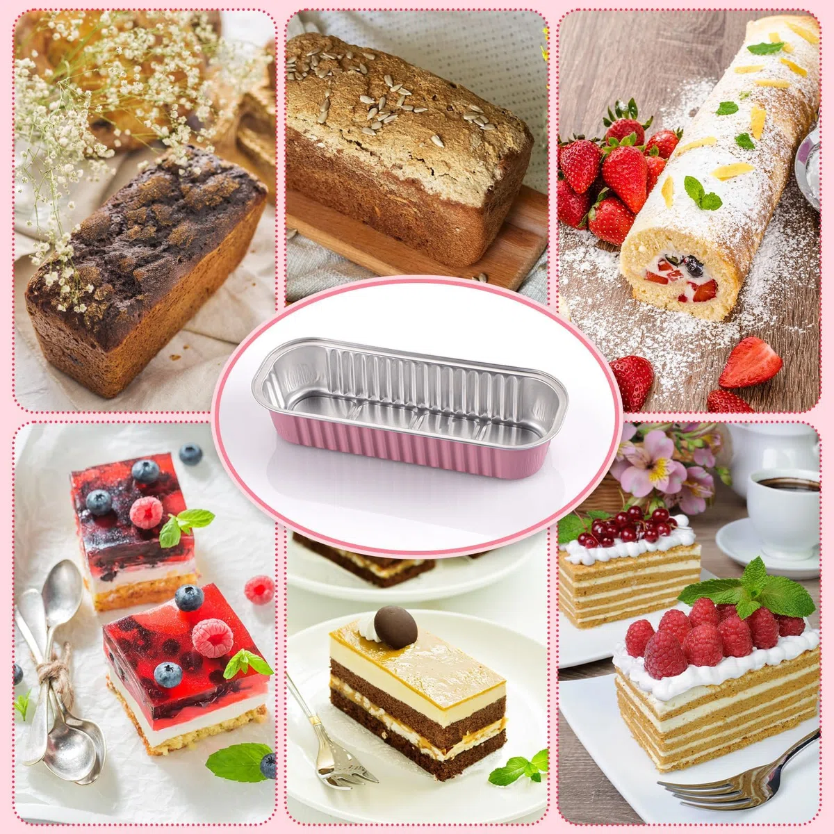 Paquete de 100 mini moldes para pasteles, mini moldes para pan con tapas y cucharas, moldes de aluminio desechables para pan, pasteles, bodas, cumpleaños, fiestas, picnics, vacaciones