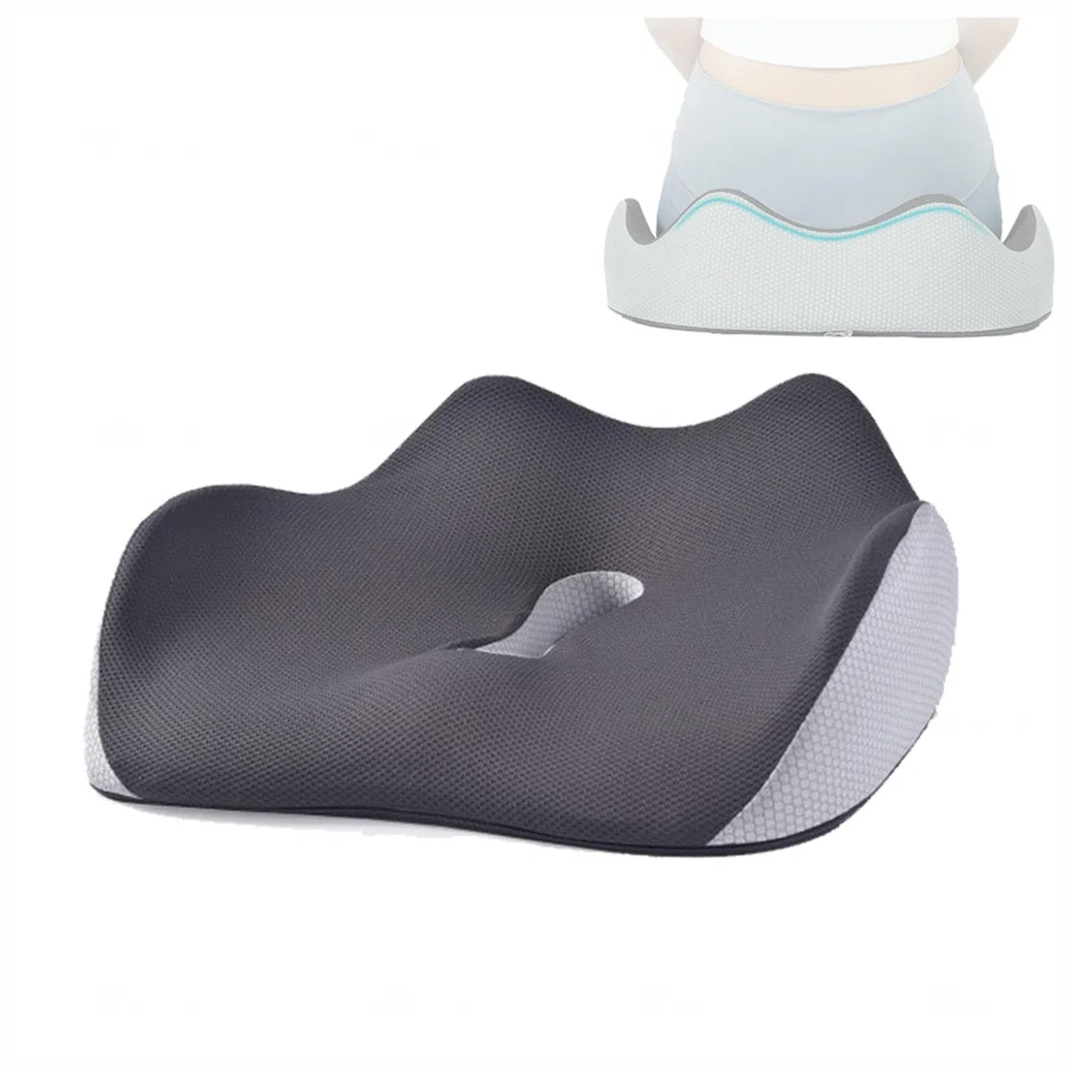 HAZARA Cojín Antiescaras, Cojin para Silla Oficina para Alivio De Presión, Cojin Ergonomico Silla Oficina para Cadera,Cóccix,Ciática,A-Gray