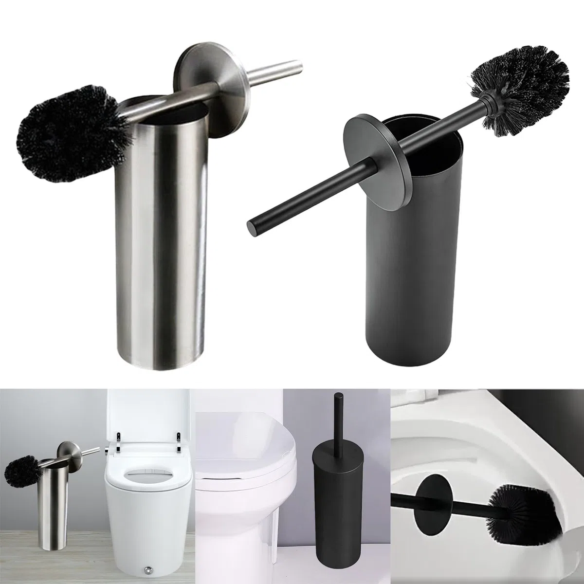 Cepillo de inodoro resistente con cerdas suaves, mango de silicona, diseño eficiente de soporte de suelo para una fácil limpieza del baño, herramienta de limpieza de inodoro duradera