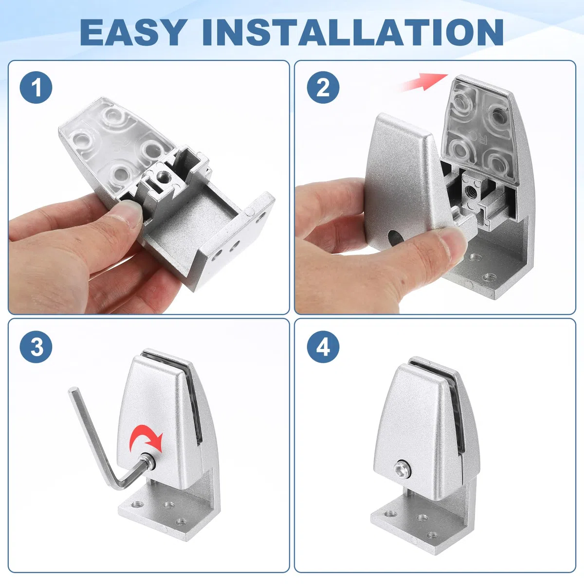 PATIKIL 6 Piezas de Clips de Separador de Escritorio Ajustables, Abrazaderas de Soporte de Protector contra Estornudos de Aluminio en Forma de L para Paneles de Privacidad, Blanco Mate