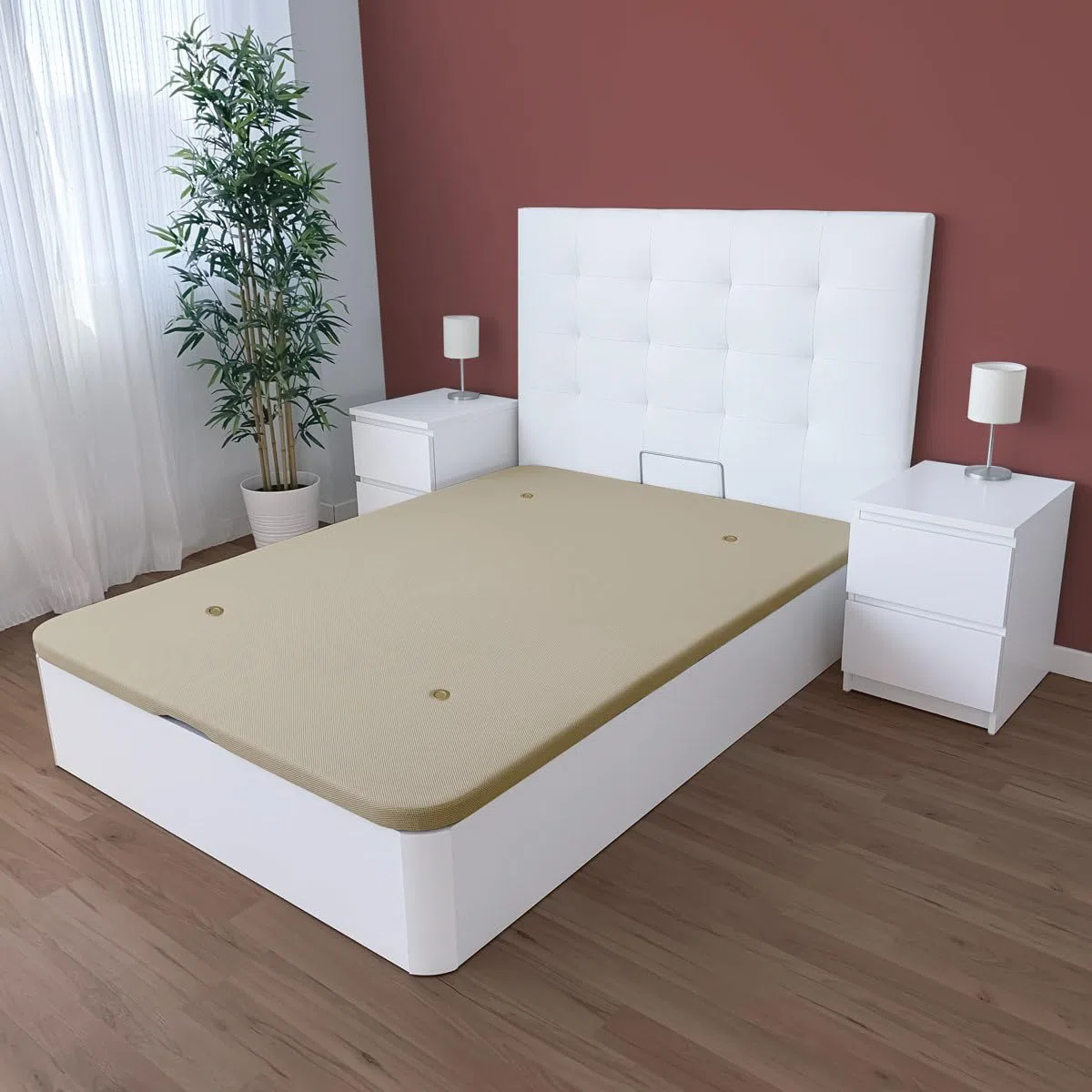 mattfy - Canapé Abatible Extra Reforzado Gran Capacidad con Tapa Transpirable, Esquinas Redondeadas, 150 x 190, Blanco