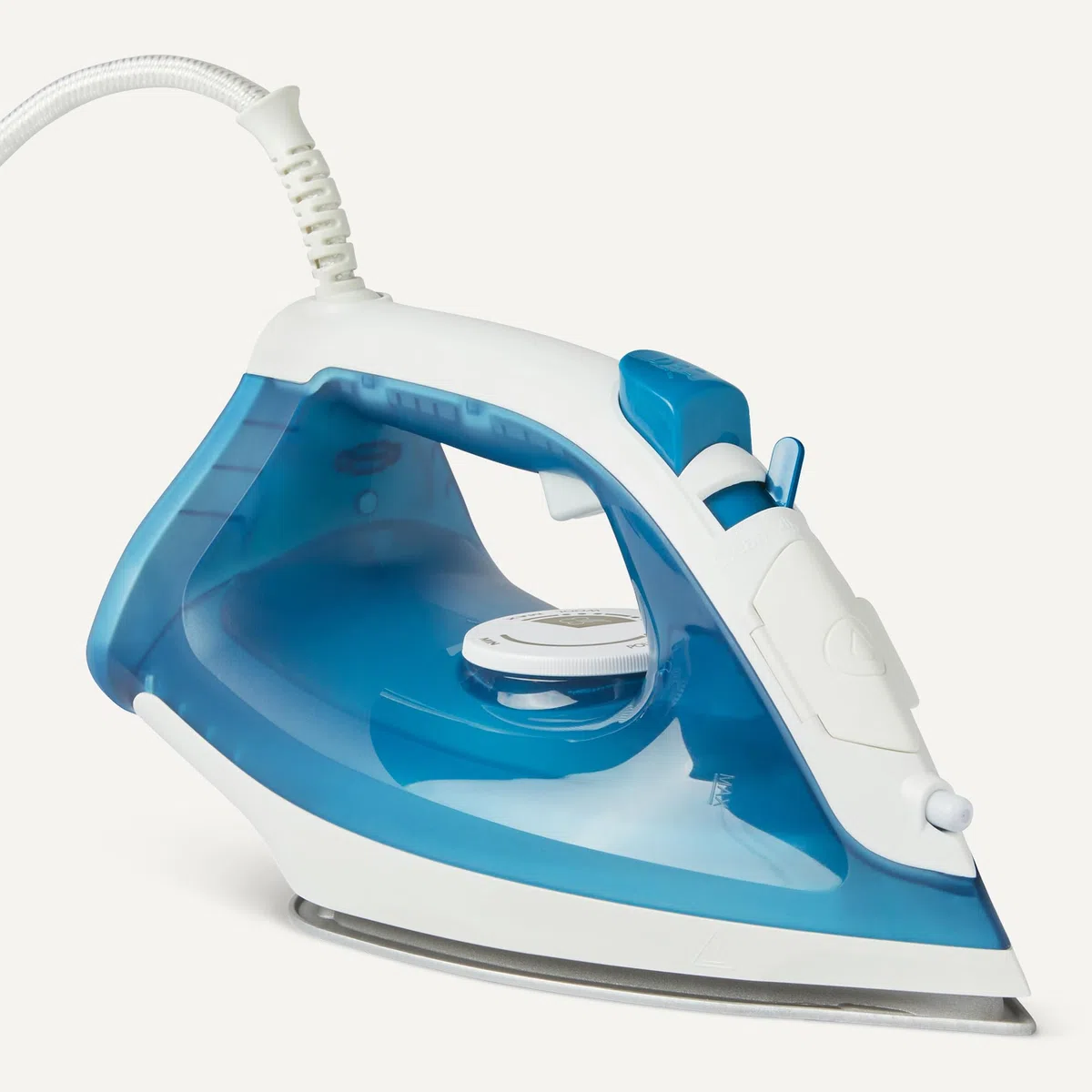 Amazon Basics Plancha de Vapor con Suela Antiadherente, 1800W, Vapor Continuo de 20g, Depósito de 200ml, Azul