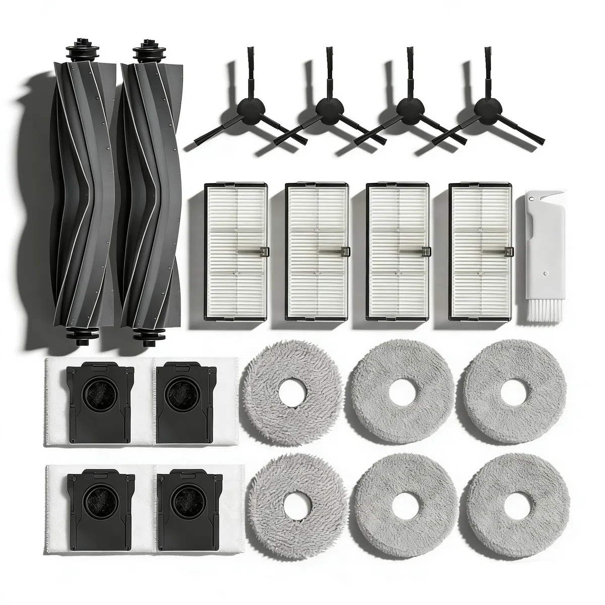 Accesorios para Dreame L10s Ultra Gen 2 L40 Ultra Ae, L10s Pro Ultra Heat Mova E30 Paños X6; Bolsas X4; Filtro X4; Cepillos Principales X2; Cepillos Laterales X4