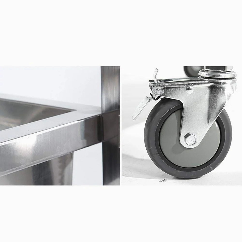 Carrito de servicio – Carrito utilitario de acero inoxidable de 3 niveles para restaurantes, hoteles y cocinas – Solución de almacenamiento rodante