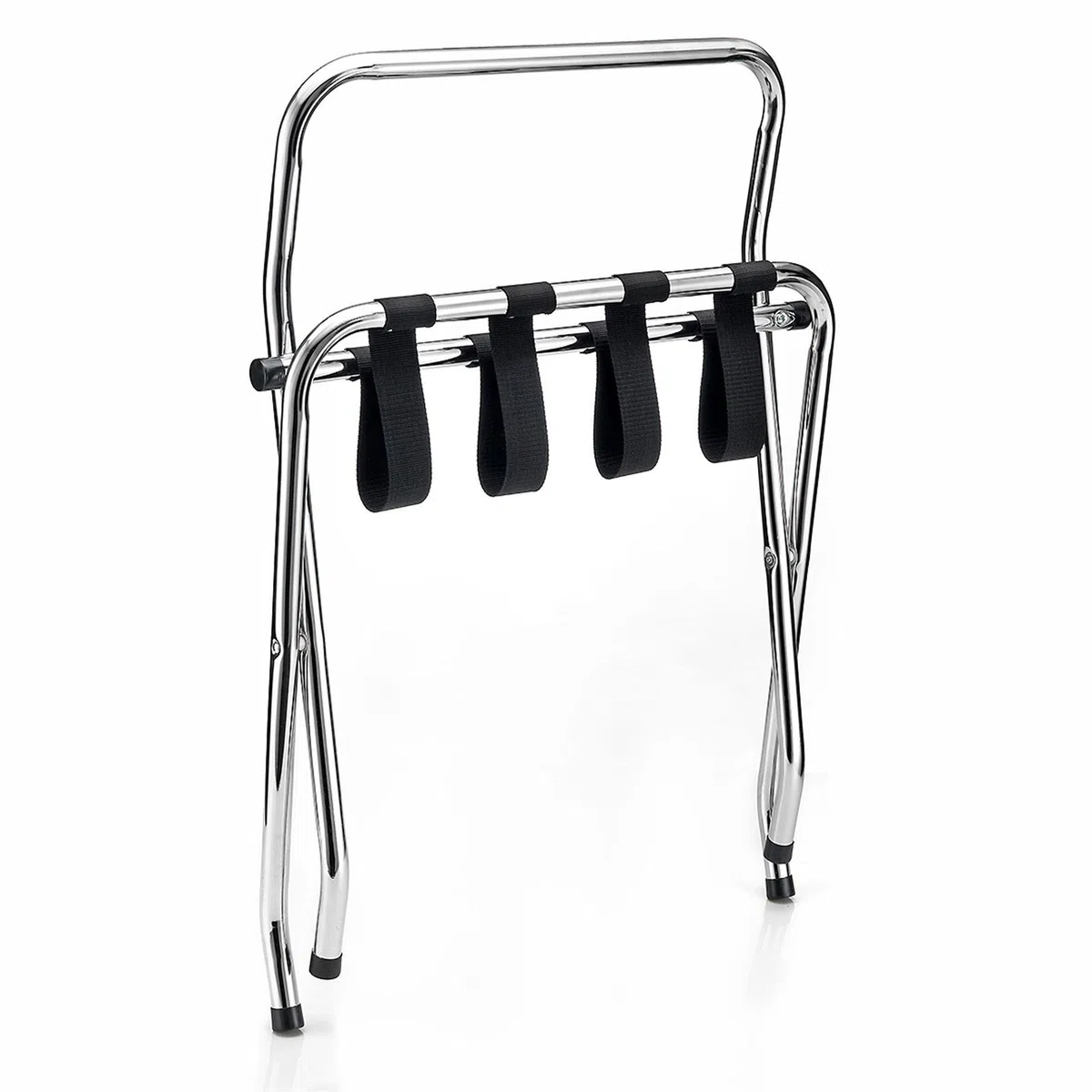 CARO-Möbel Soporte para maletas, con protección de pared, soporte para maletas, metal cromado, plegable