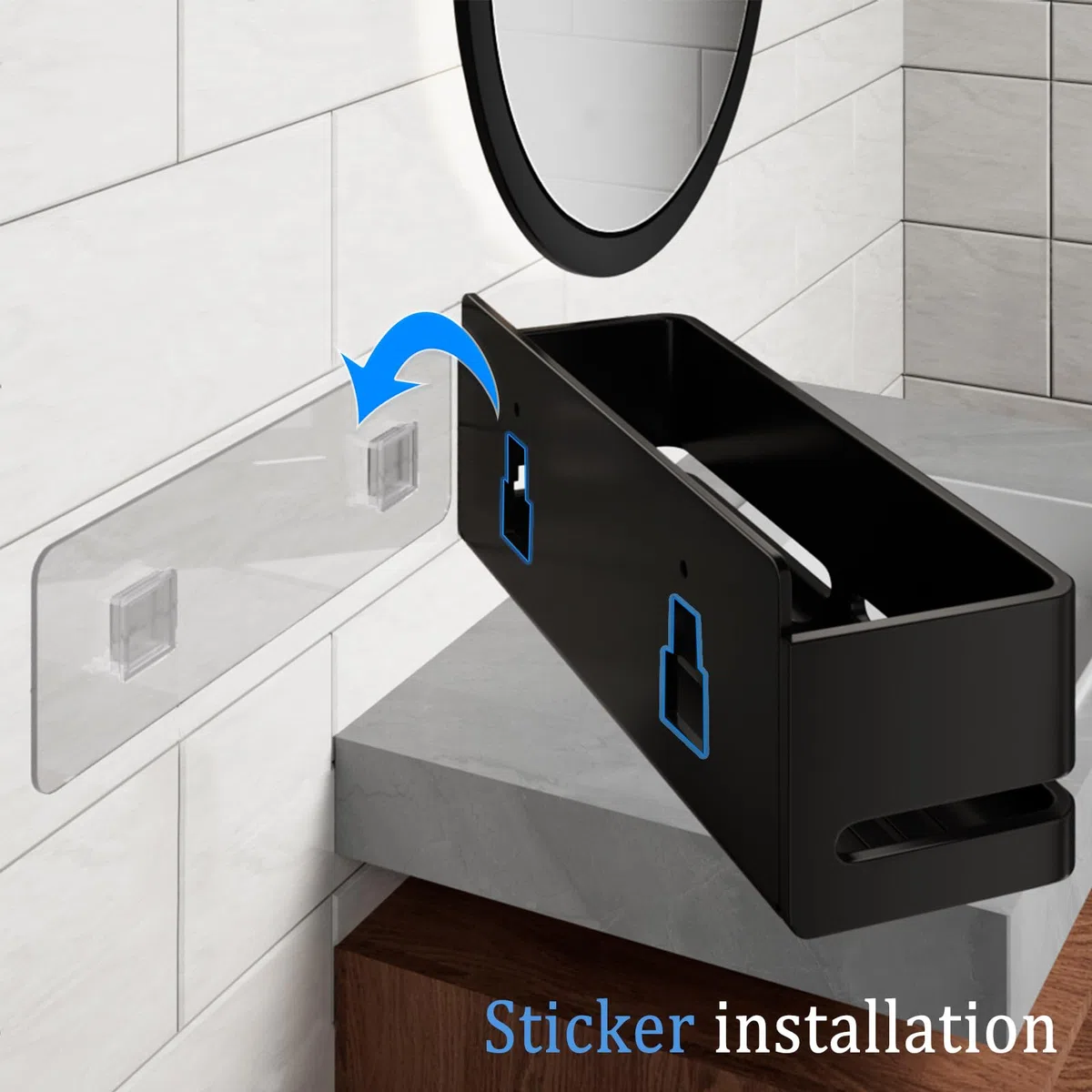 Estanteria Baño,Resistente alAguay al Oxido,2 Piezas Estanteria Ducha sin Taladro,Organizador Ducha para Champúy Gel de Baio(Negro - 2 individuo)