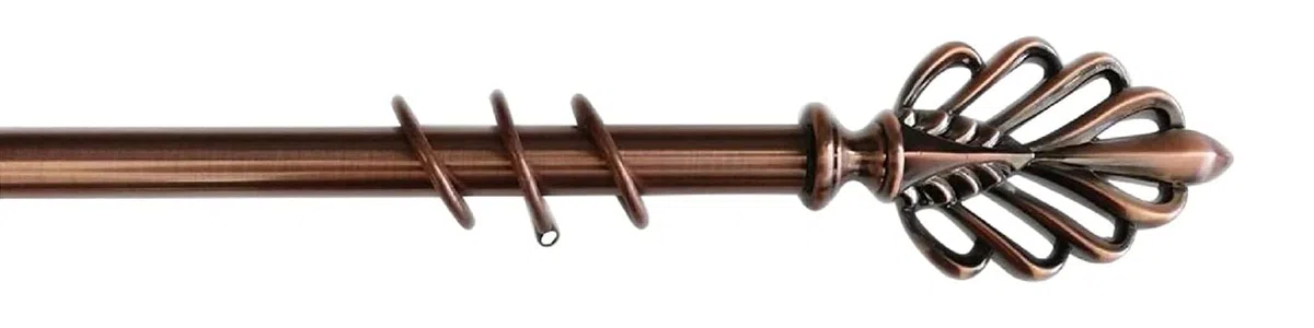 kippen 1304RX - Barra para cortina extensible de 120-200 cm, modelo "Hoja" cobre satinado