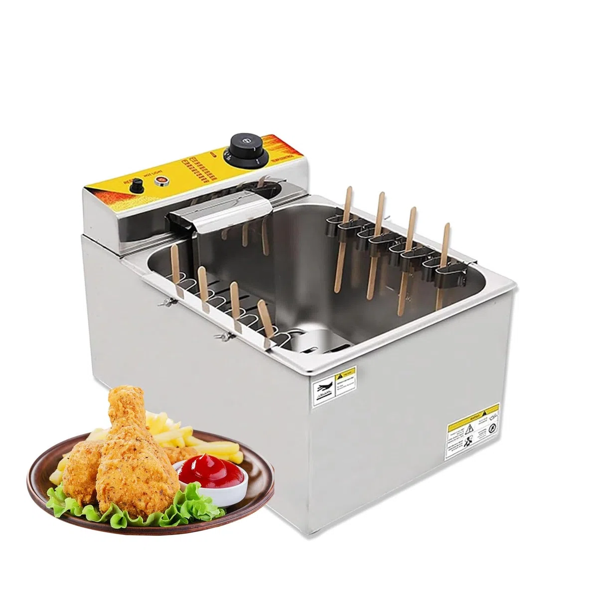 Freidora 12l De Capacidad Grande Y Temperatura Ajustable – Acero Inoxidable, 1900w, Frituras Rápidas En Restaurantes Y Food Trucks