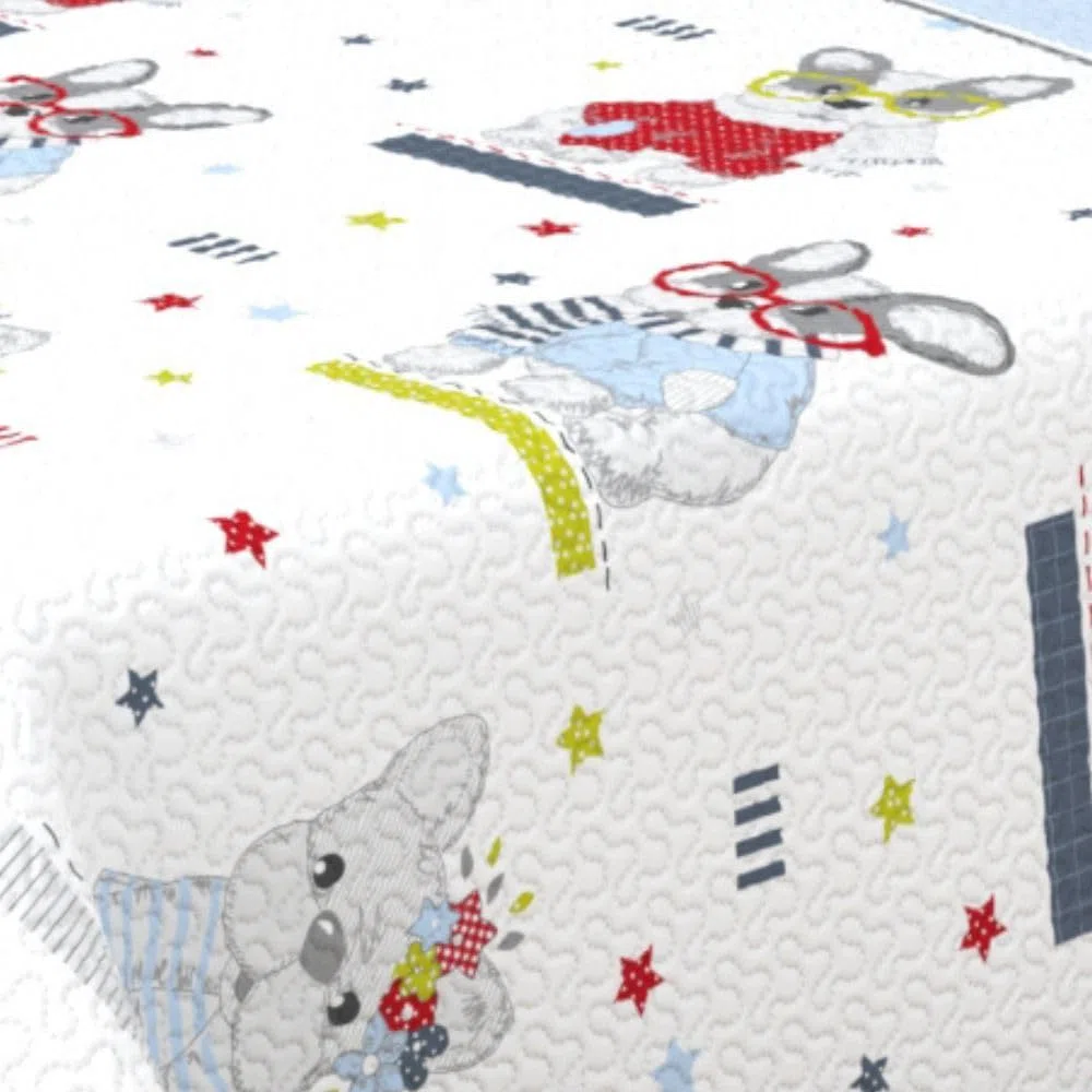 Colcha bouti infantil con acolchado termosellado para camas 90 y 105 cm, con diseños de piratas, unicornios, perritos y cerditos... Ideal para primavera y verano (Perritos, 105)