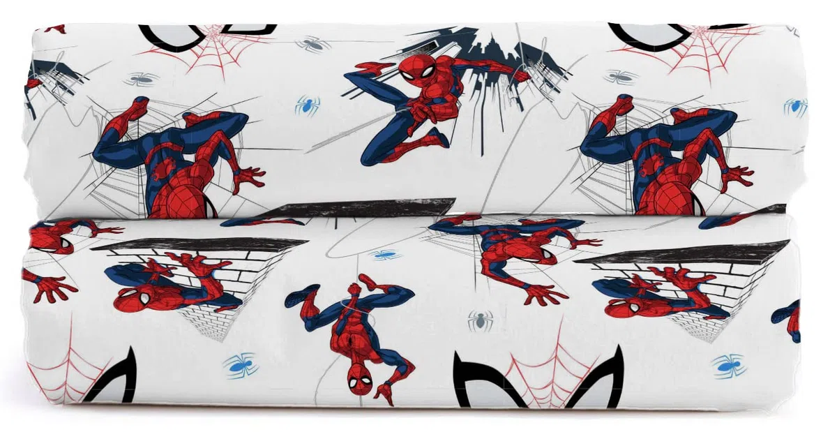 Jay Franco Marvel Spiderman City Streets 100% algodón sábana Bajera 90 x 200 cm tamaño único Juego de 2