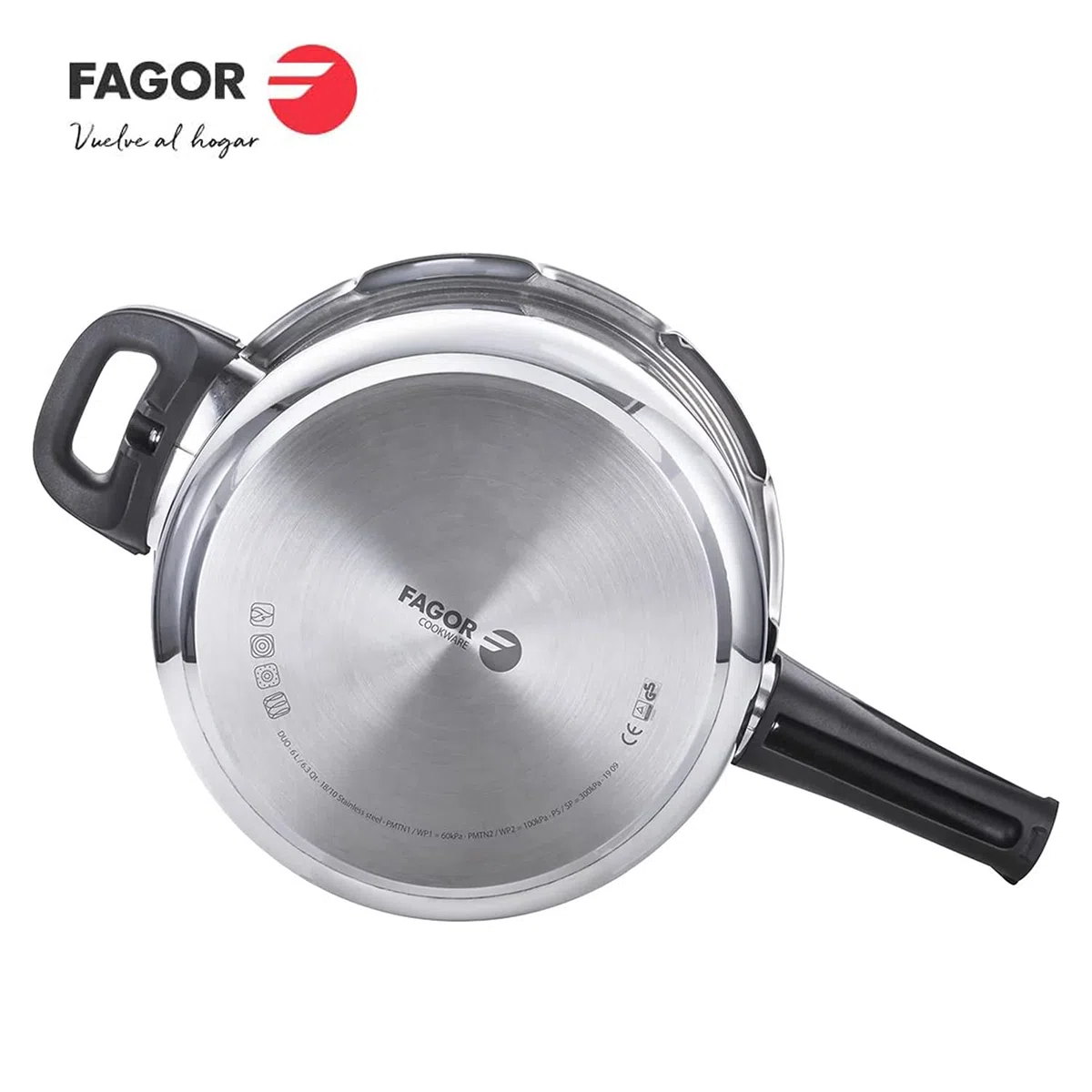 Fagor Duo - Olla Express Rápida 4L, Acero Inoxidable 18/10, Todo Tipo de Cocinas, INDUCCIÓN, 2 niveles de presión, 5 Sistemas de Seguridad
