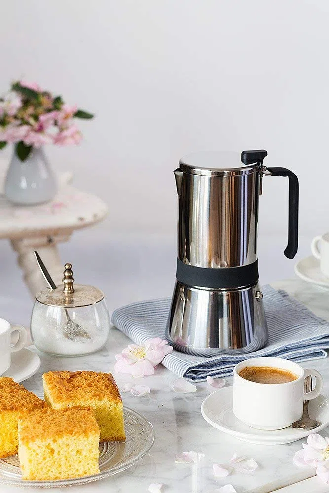 Monix Aroma | Cafetera Italiana, Acero Inoxidable, 18/10, 6 Tazas, 10 cm