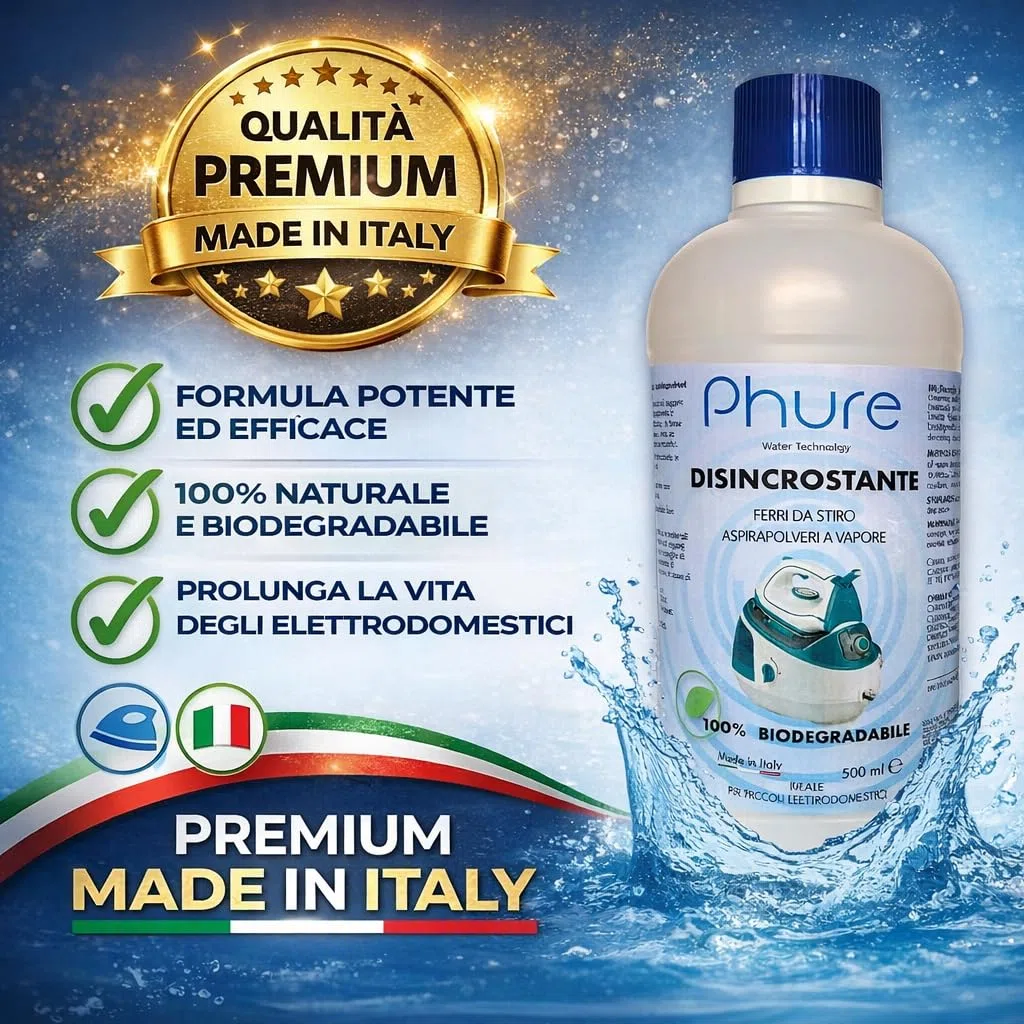 PHURE Bio Decalk - Descalcificador descalcificador concentrado universal para planchas y aspiradoras de vapor, para pequeños electrodomésticos, compatible con todas las marcas, biodegradable, 500 ml