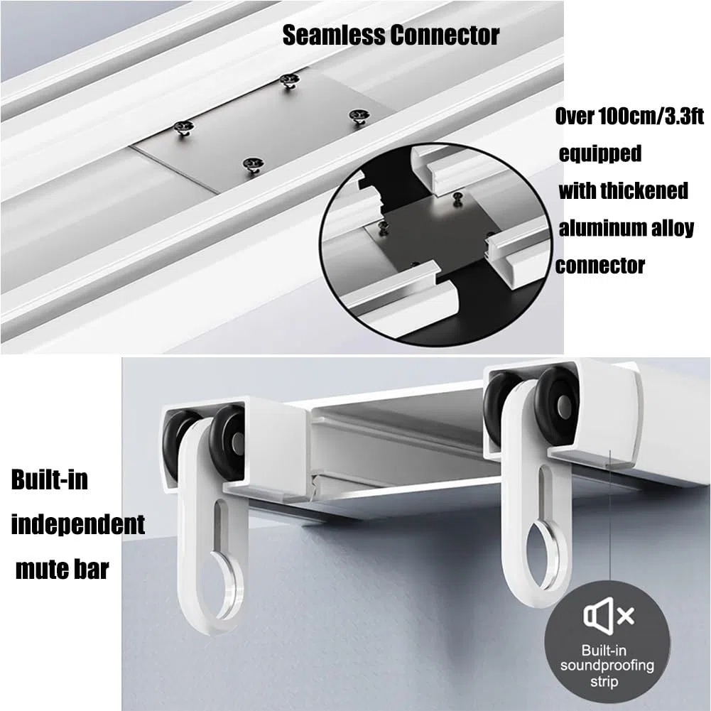 Sistema de riel de doble riel HeavyDu, montaje en techo, separadores de habitación deslizantes, perfectos para dormitorio, sala de estar y hospital (blanco 1)