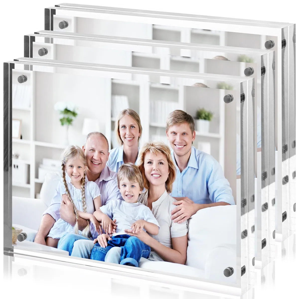 3 marcos de fotos acrílicos de 13 x 18 cm, marco de fotos de cristal, transparente, marco magnético para fotos familiares, fotos de bodas y fotos de bebés