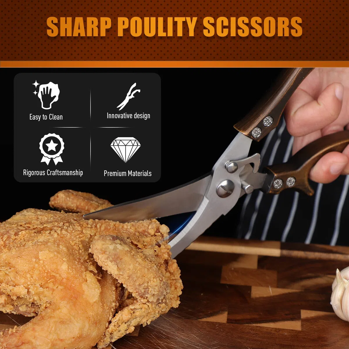 DRAGON RIOT Tijeras Cocina Profesionales, Tijeras de Pollo, Tijeras de Cocina de Alta Resistencia, Tijeras Multiusos para Pollo, Hueso, Carne, Pavo, Pescado Día de Acción de Gracias de Navidad