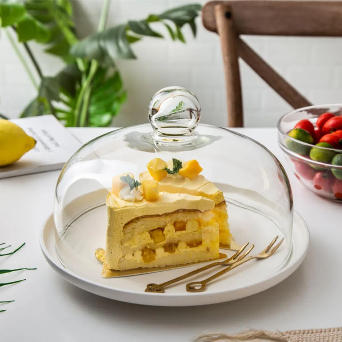 Angoily Cubierta Para Pastel Transparente De 5.11 in Con Mango Redondo Cubierta Para Guardar Pasteles Para Almacenar Tartas Ensaladas Y Otros Alimentos Práctica Para Hogar Y Cocina 1 Pieza