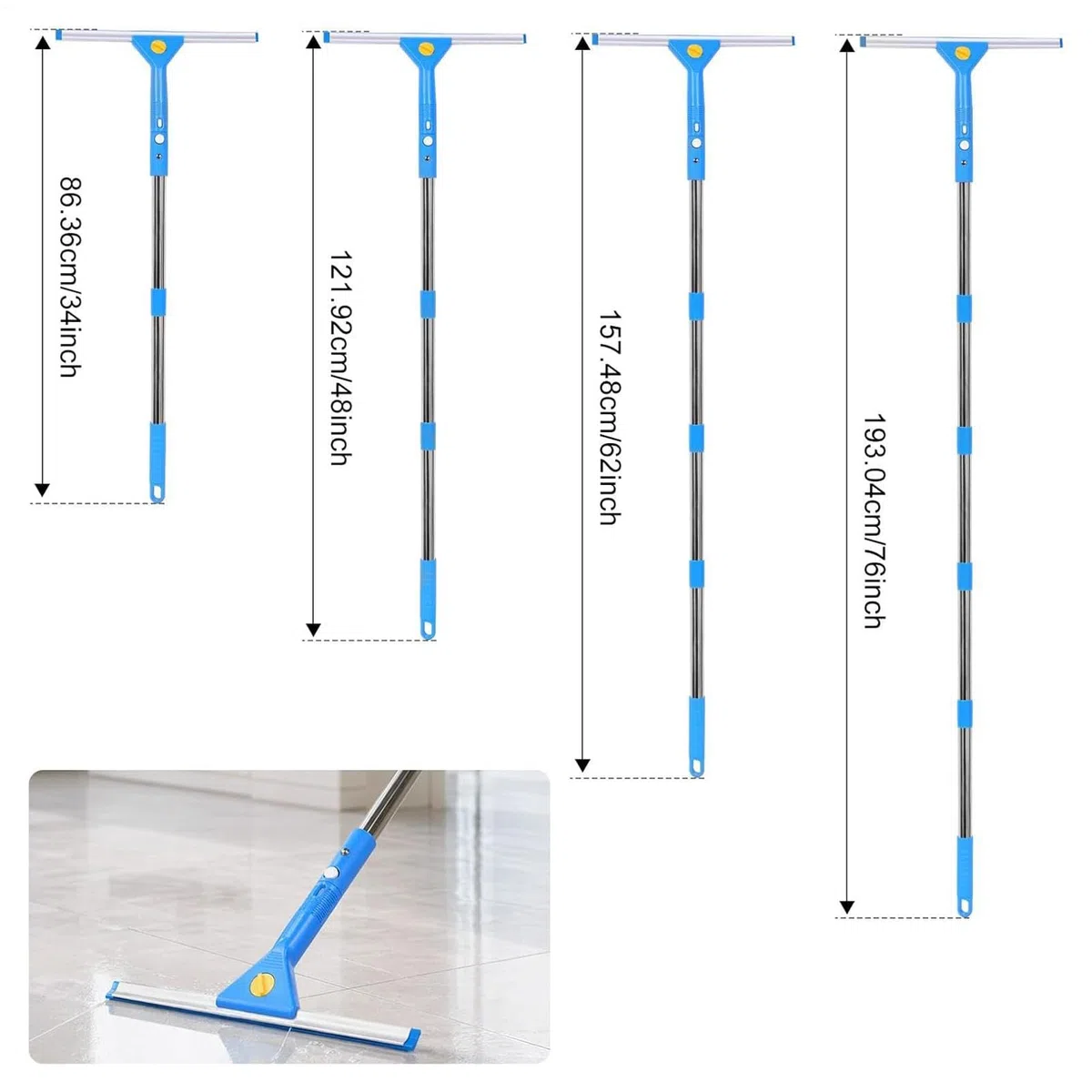 Juego de limpieza de ventanas con cubo, con un paño de microfibra y una barra telescópica, limpiador de ventanas para exteriores con cubo, para puertas de patio, coches, parabrisas, azulejos, vidrio