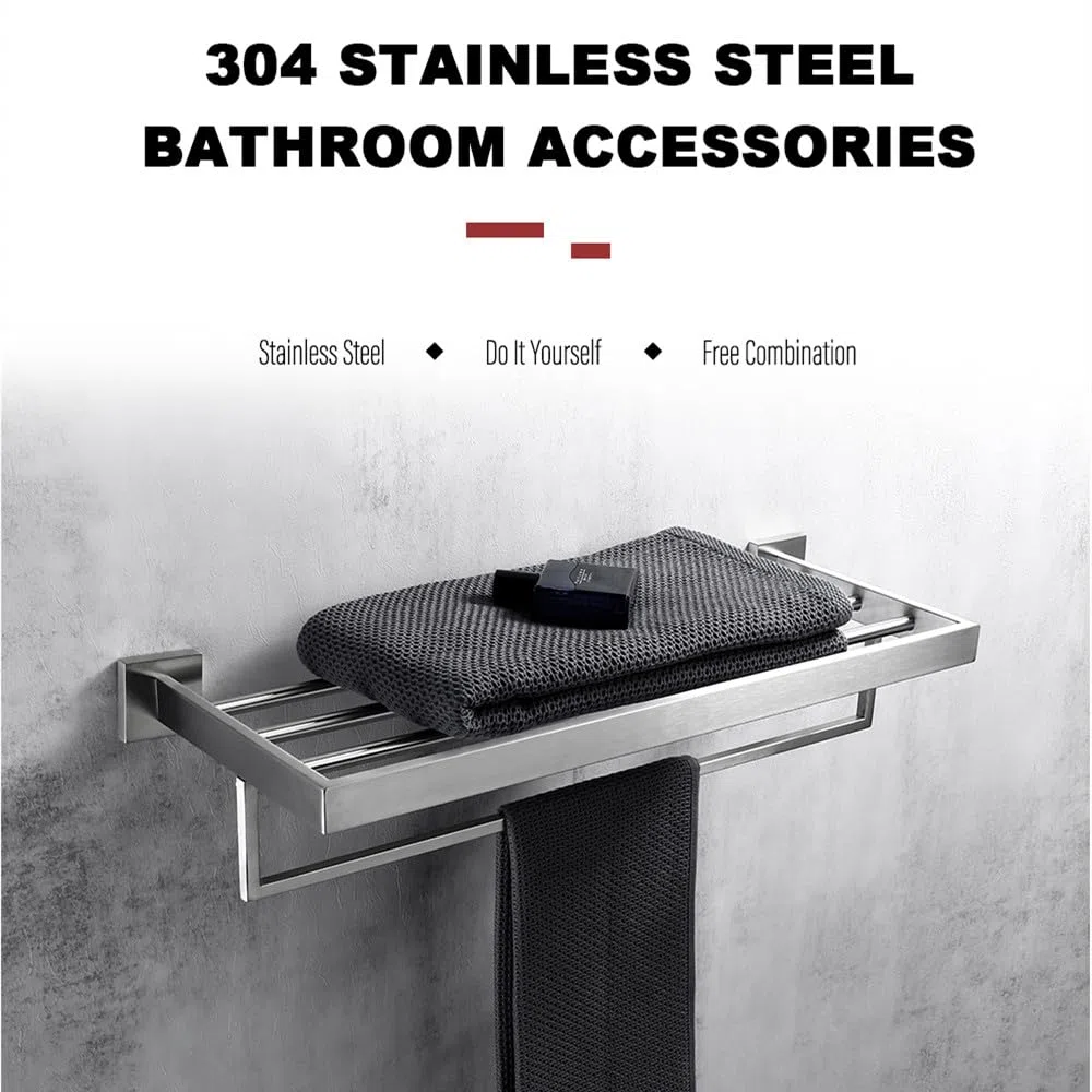 Accesorios de baño de Acero Inoxidable Kit de Hardware Montaje en Pared Gancho para Ropa Soporte de Papel Barra de Toalla Soporte para Cepillo de baño Jabonera, China
