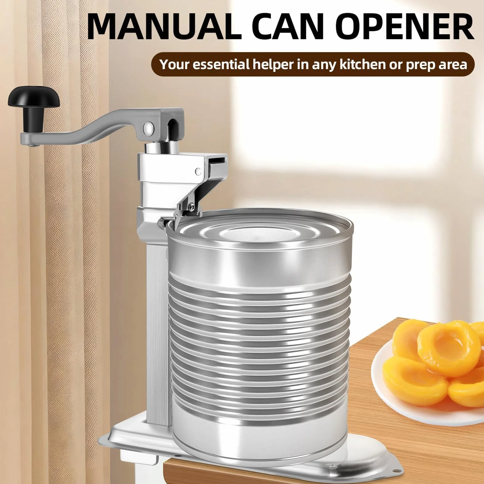 Abrelatas comercial de 48/59/75 cm, abrelatas industrial de altura ajustable para latas de hasta 10 pulgadas de alto, abrelatas manual resistente con base resistente y hoja de repuesto, ideal para