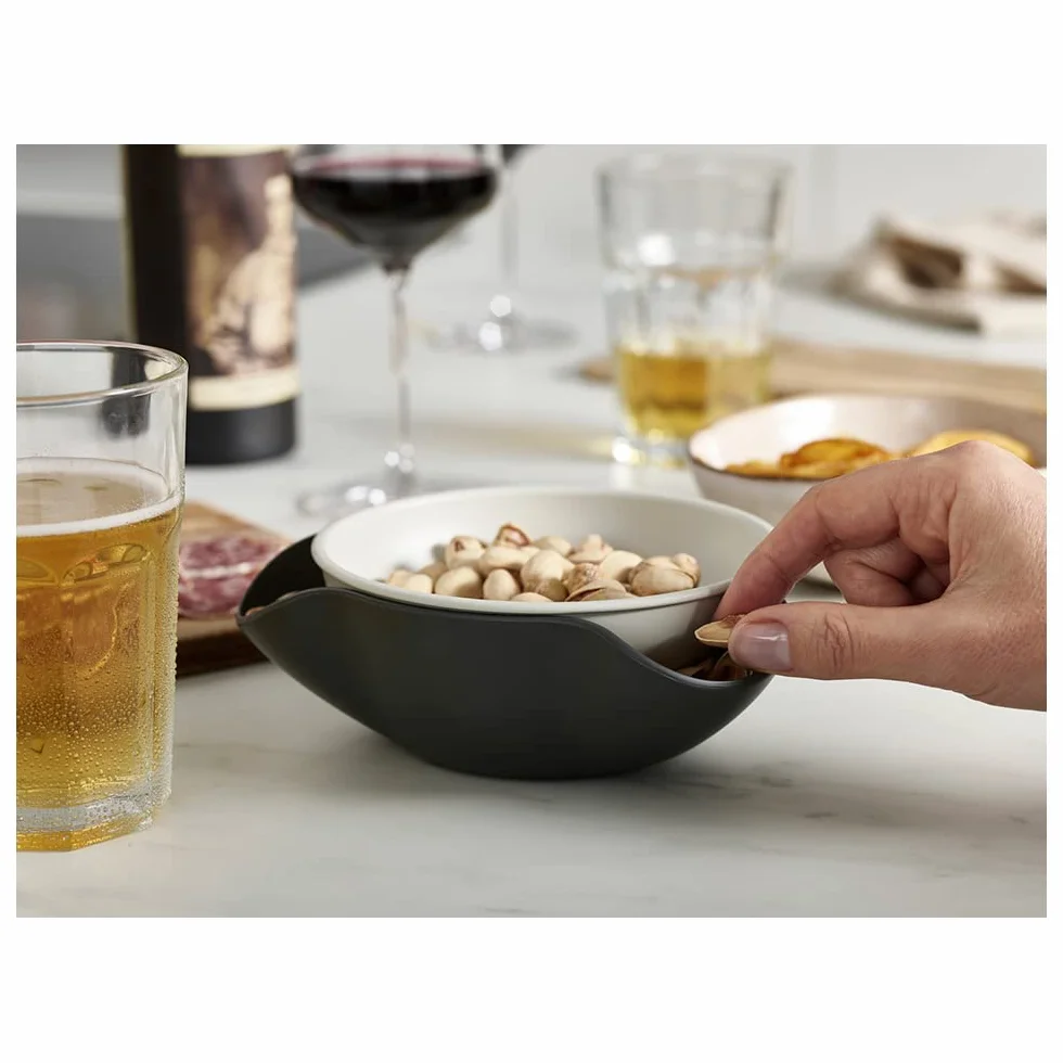 Joseph Joseph Double-Dish Cuenco de Servir con Compartimento para Desechos Alimentarios, Gris