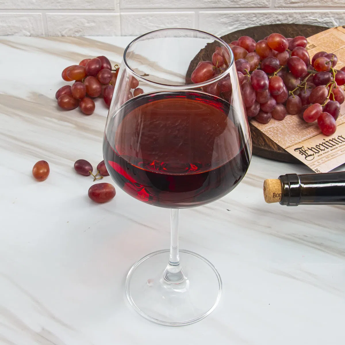 YANGNAY Copas de vino (juego de 6, 20 onzas), grandes copas de vino burdeos transparentes para vino tinto, borde liso, aptas para lavavajillas