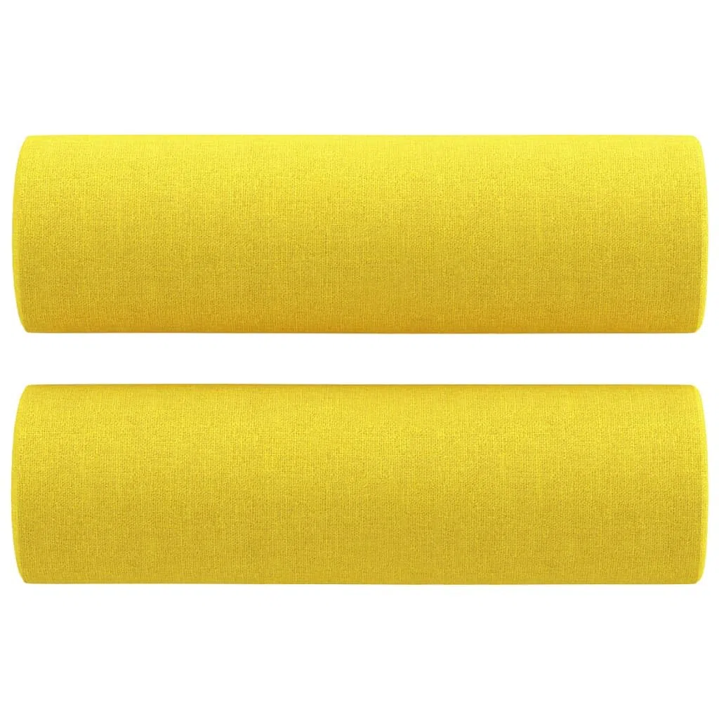 Juego de 2 piezas de sofá con cojín de ruedas, tejido amarillo claro para salón, resistente y transpirable, asiento acolchado grueso y reposabrazos, estructura de madera contrachapada