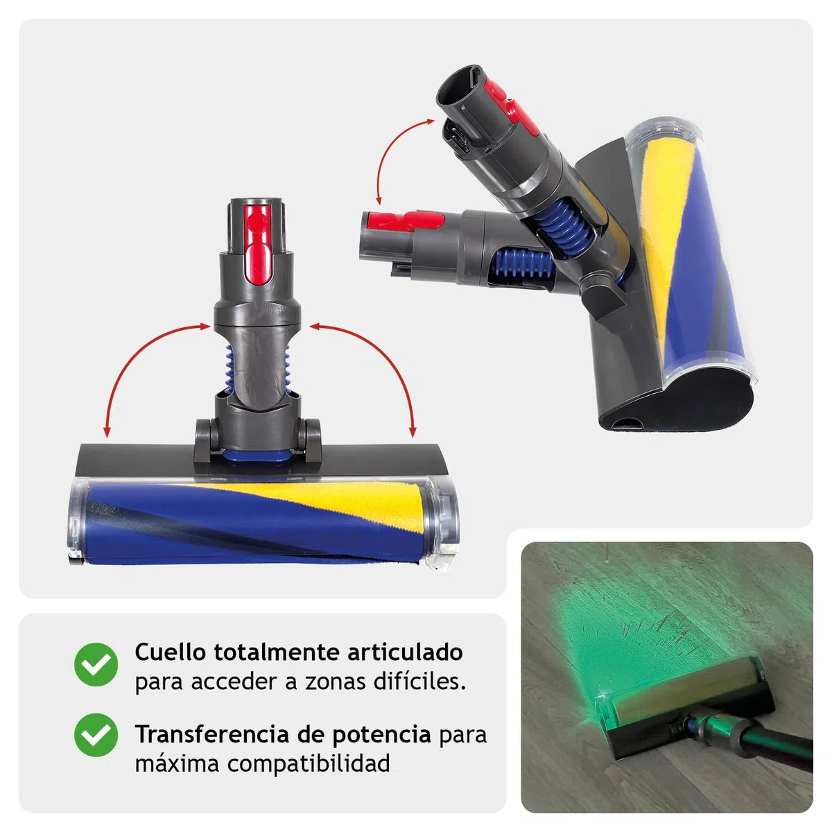 SPARES2GO Cepillo láser para Suelos para Dyson V11, SV16, V15 y SV22 Outsize Absolute Detect aspiradoras
